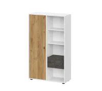 Тумба многофункциональная Анри белый текстурный/дуб золотой/железный камень