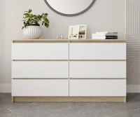 Комод шесть ящиков Мори МК 1380.6 дуб сонома/белый