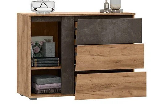 Комод Соренто дуб крафт золотой/бетон темный