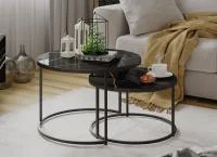 Стол журнальный Вега черный, стекло черное золото