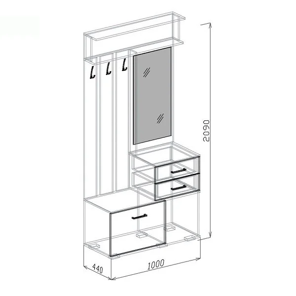 Прихожая Лидер №5 венге/рельеф пастель
