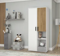 Шкаф Юпитер белый текстурный/дуб крафт золотой/бетонный камень