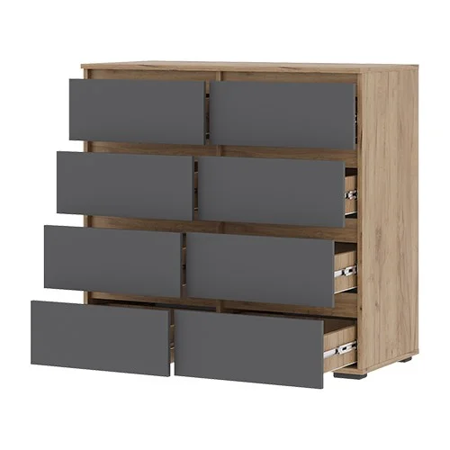 Комод 8 ящиков Хелен КМ-04 серый графит/дуб крафт золото