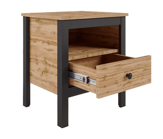 Тумба прикроватная Лофт KOM1S дуб вотан/черный