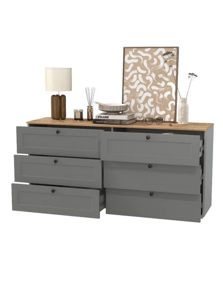 Комод Остин 16.240 серый графит/дуб крафт золотой