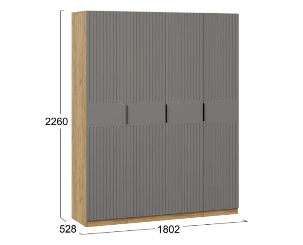 Шкаф комбинированный с 4-мя дверями Хилтон дуб крафт золотой/графит матовый