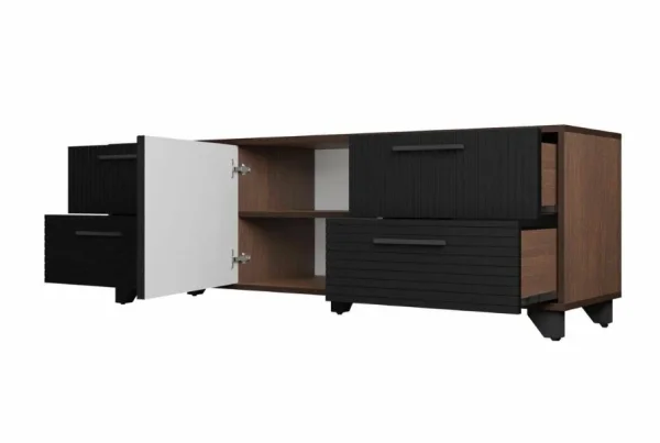 Тумба под ТВ со створкой Копенгаген венге/черный матовый