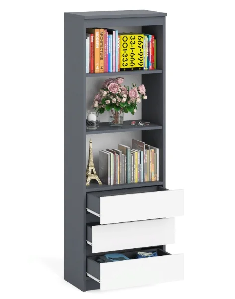 Стеллаж с ящиками МСТ 600.3 графит/белый