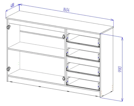 Комод Охта Лайт 1600.4 дуб вотан/белый