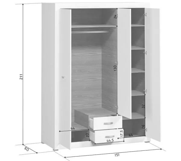Шкаф Мальта SZF3D2S лиственница сибирская/орех лион