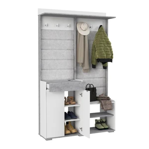 Прихожая Акцент №2 белое сияние/цемент светлый