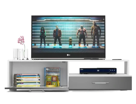 Тумба под ТВ Ларго 1.4 белый/графит глянец