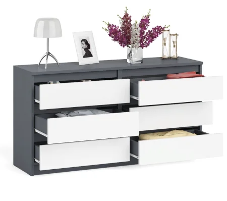 Комод на шесть ящиков МК 1380.6 графит/белый