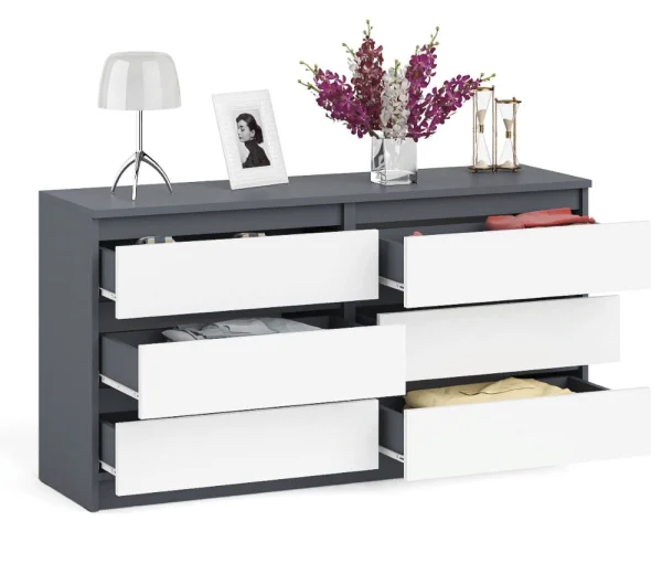 Комод на шесть ящиков МК 1380.6 графит/белый