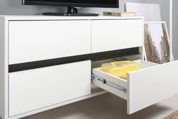 Тумба под ТВ Квадро 13.277 белый шагрень/чёрный