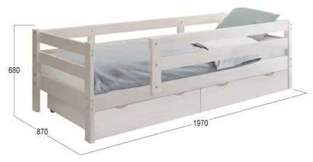 Кровать детская Норка с бортиком и ящиками