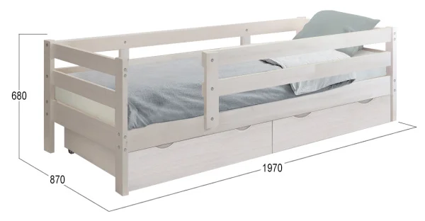 Кровать детская Норка с бортиком и ящиками