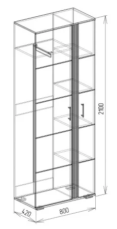 Шкаф Бостон №1 дуб серый/графит софт