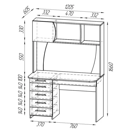 Стол рабочий 6-0606 Сигма графит/белый
