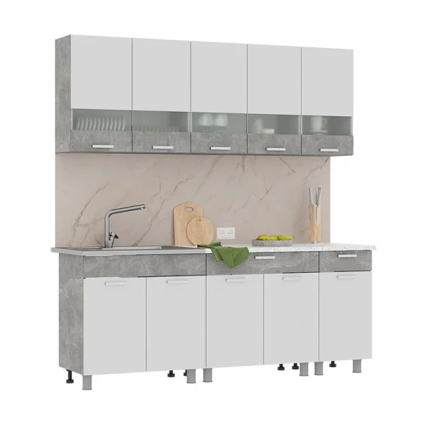 Кухня Денвер 2,0 белый/ателье светлое