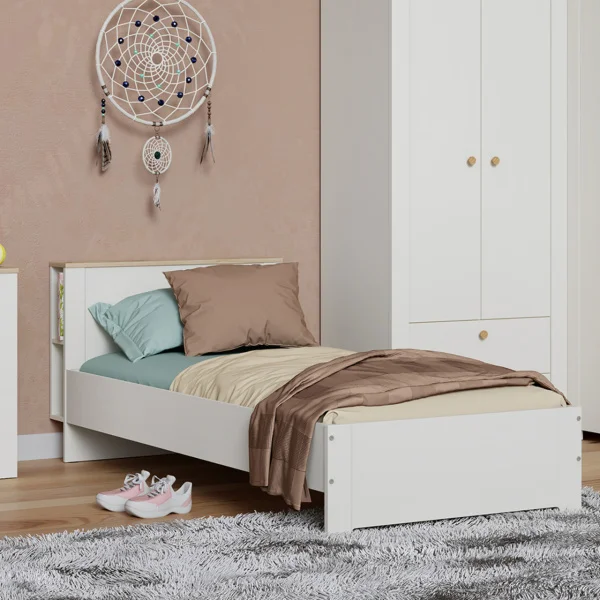 Кровать Джастин 11.54 белый шагрень/дуб белый