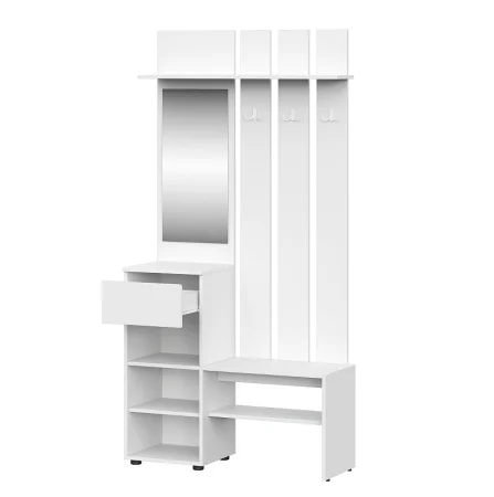 Вешалка с зеркалом Токио белый текстурный