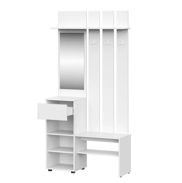 Вешалка с зеркалом Токио белый текстурный