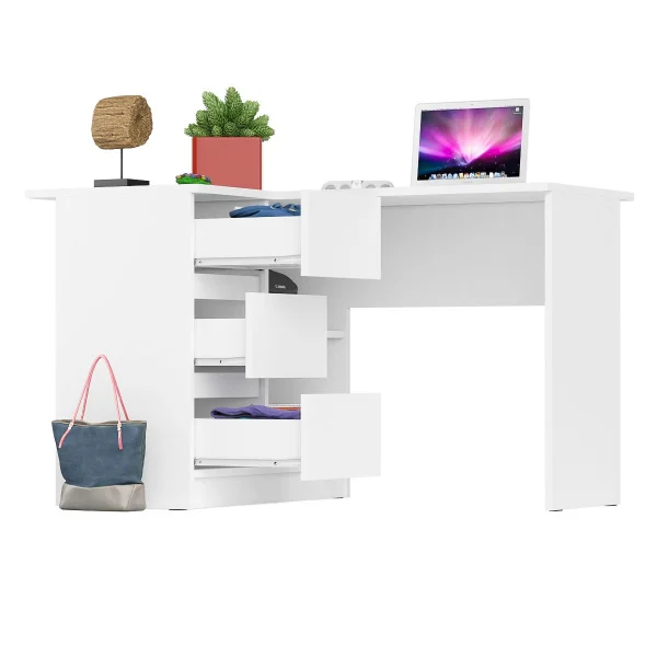 Угловой компьютерный стол МС-16 левый белый