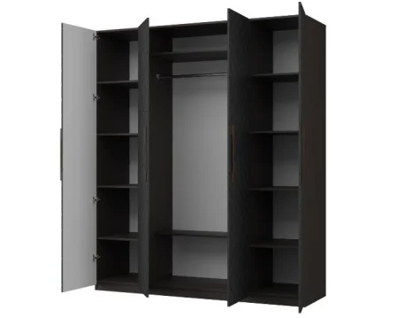 Шкаф 4-х створчатый Копенгаген венге/черный матовый