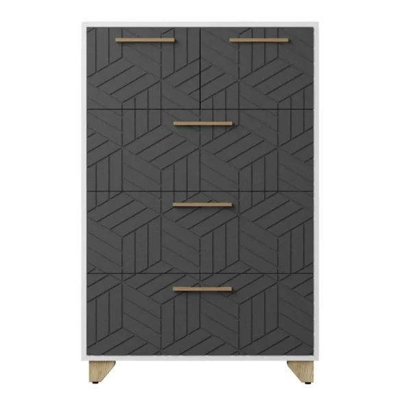 Комод Амстердам белый/серый графит