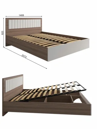 Кровать Роза 140 орех франклин/белый софт тренто