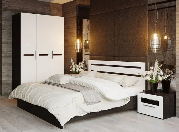 Кровать Фьюжн венге/белый глянец