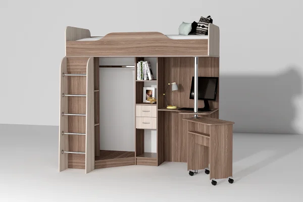 Кровать-1 Бриз ясень темный/ясень светлый