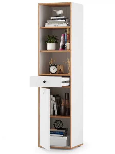 Стеллаж Вуди 13.146 белый премиум/дуб крафт золотой