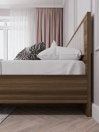 Кровать Роза 140 орех франклин/бежевый скин тренто