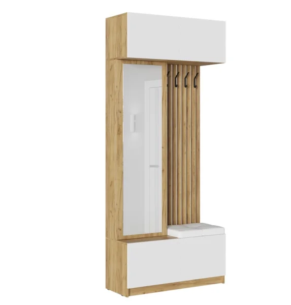 Прихожая Бостон дуб крафт золотой/белый глянец