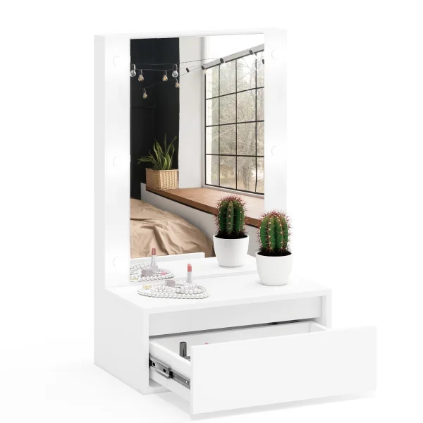 Стол косметический навесной с подсветкой белый