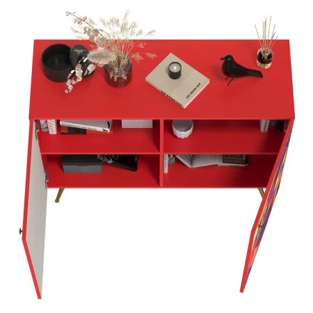 Комод Кармин 16.230.03 красный/белый шагрень