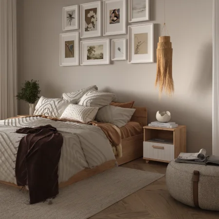 Тумба прикроватная Ньерд дуб вотан/белый софт