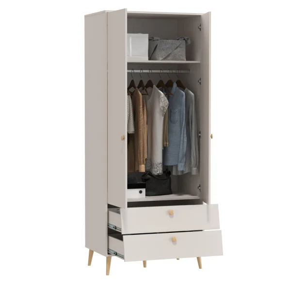 Шкаф 2-х дверный с двумя ящиками Афина 4-75901 кашемир серый