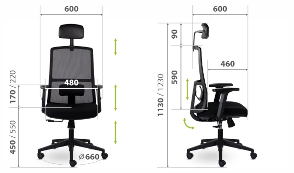 Кресло Оптима М-901 с подголовником черный