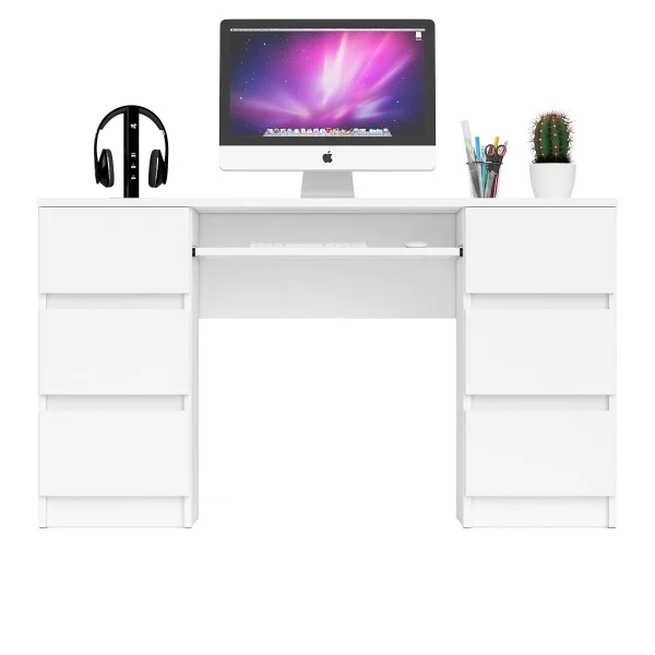Компьютерный стол с двумя тумбами МС-2 белый