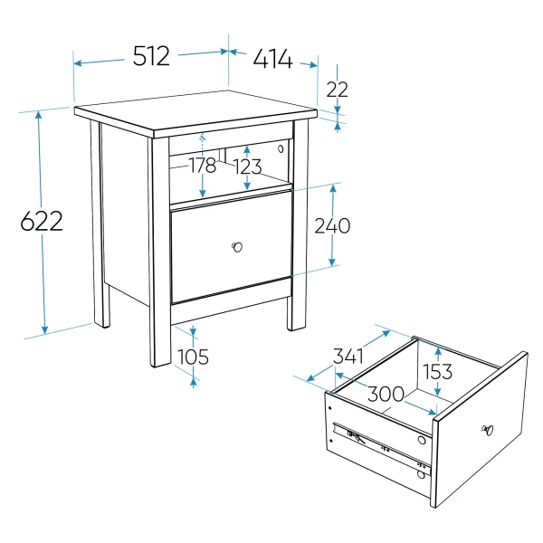 Тумба прикроватная Сага белый/ясень
