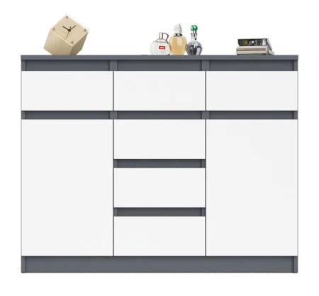 Комод с ящиками и дверками МК 1200.4 графит/белый