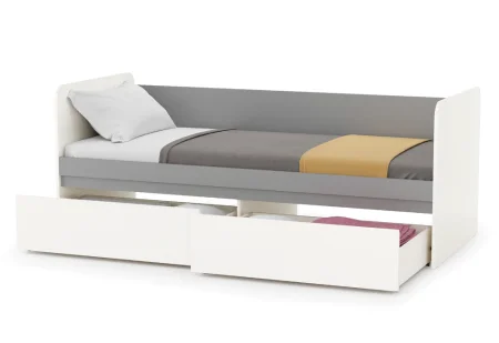 Кровать с ящиками Торонто 11.39 белый шагрень/стальной серый