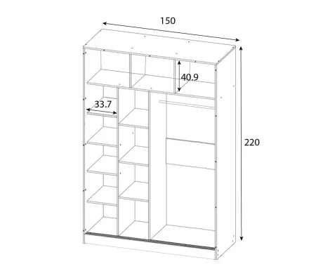 Шкаф-купе Соренто дуб крафт золотой/бетон темный