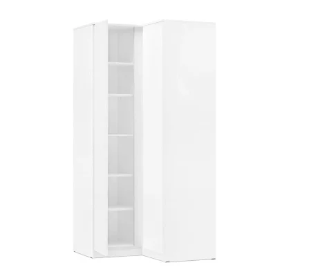 Шкаф угловой прямой Челси белый/белый глянец