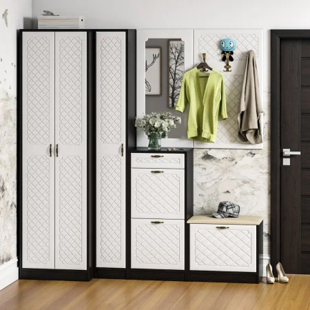 Шкаф П-6 венге/белое дерево фрезеровка ромб