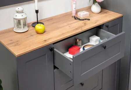 Комод Остин 16.221 серый графит/дуб крафт золотой