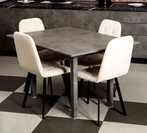 Стол обеденный раскладной бетон темный